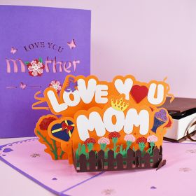 Flower Basket 3D Three-dimensional Greeting Card Handmade Paper Carved Holiday Thanks Blessing Card (Option: Lovemom)