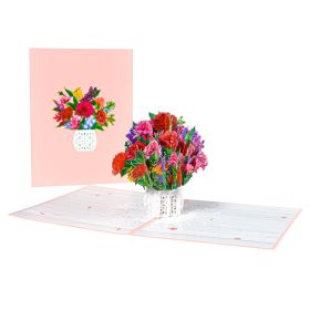 Three-dimensional Greeting Card Hand-carved Paper Blessing Card (Option: Holding carnation)
