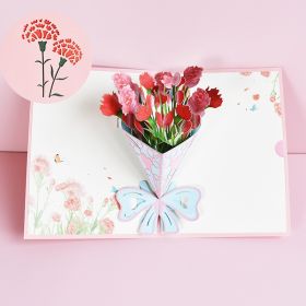 Flower Basket 3D Three-dimensional Greeting Card Handmade Paper Carved Holiday Thanks Blessing Card (Option: Bouquet of carnations)