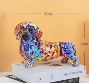Water Transfer Printing Graffiti Colorful Dachshund German Shepherd Dog Home Birthday Gift Decoration (Option: Dachshund Letters Color)
