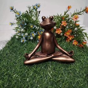 1pc Miniature Meditation Yoga Frog Resin Statue, For Desktop Living Room Bedroom Office Book Shelf Garden Outdoor Decoration, Home Decoration (Color: lotus-flower shape)