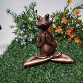 1pc Miniature Meditation Yoga Frog Resin Statue, For Desktop Living Room Bedroom Office Book Shelf Garden Outdoor Decoration, Home Decoration (Color: muse)