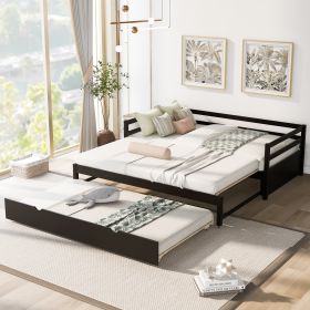 Twin or Double Twin Daybed with Trundle,White (Color: Espresso)
