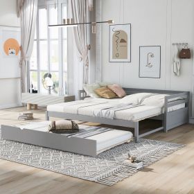 Twin or Double Twin Daybed with Trundle,White (Color: Gray)