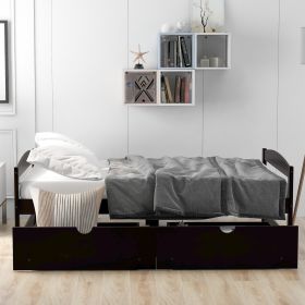 Twin size platform bed, with two drawers (Color: Espresso)