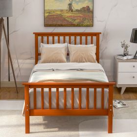 Wood Platform Bed with Headboard and Footboard (Color: Oak)