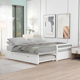 Twin or Double Twin Daybed with Trundle,White (Color: White)