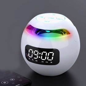 Wireless Portable Speaker With Clock Alarm & Human Body Induction, Color Atmosphere Light, Waterproof Small Speaker With Light Card (Color: White, Model: Clock Version)