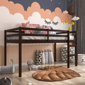 Campbell Wood Twin Junior Loft Bunk Bed, Espresso (Color: Gray)