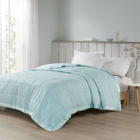 Oversized Down Alternative Blanket with Satin Trim (Color: as Pic)