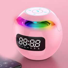 Wireless Portable Speaker With Clock Alarm & Human Body Induction, Color Atmosphere Light, Waterproof Small Speaker With Light Card (Color: Pink, Model: Clock Version)