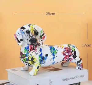 Water Transfer Printing Graffiti Colorful Dachshund German Shepherd Dog Home Birthday Gift Decoration (Option: Dachshund White Flower)