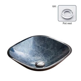 Pure Color Tempered Glass Table Basin Simple Art Bathroom Inter-platform (Option: 082 Single Basin Mop)