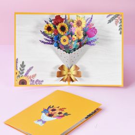 Three-dimensional Greeting Card Hand-carved Paper Blessing Card (Option: Color print sunflower)