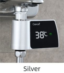 Plastic Visual Shower Faucet No Power Consumption Water Thermometer Bath (Color: Silver)