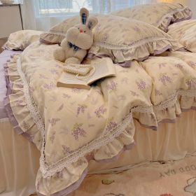 Small Lace Style Cherry Cotton Four Piece Set (Option: Huatianli-Bed skirt style-1.8M)