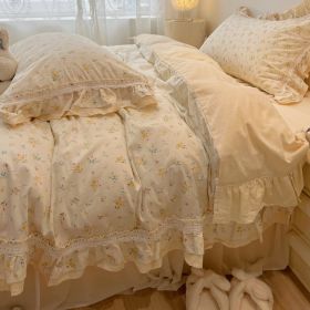 Small Lace Style Cherry Cotton Four Piece Set (Option: Huaqing City-Bed skirt style-1.8M)