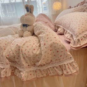Small Lace Style Cherry Cotton Four Piece Set (Option: Hua Chumeng-Bed skirt style-1.8M)