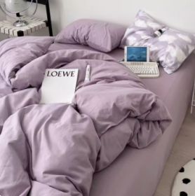 Minimalist Internet Celebrity Dormitory Bedding, Bedding Set, Bedsheet Three Piece Set (Option: Clouds resemblingwaterpurple-Fitted Sheet-1.8M)